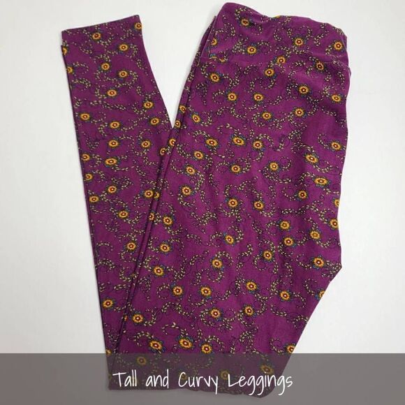 LuLaRoe TC Leggings Floral Purple NEW - Picture 1 of 1